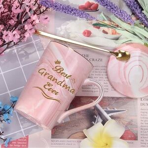 Best Grandma 4pcs Ceramic Coffee Mug Gifts 14 Ounce Pink with Gift Box